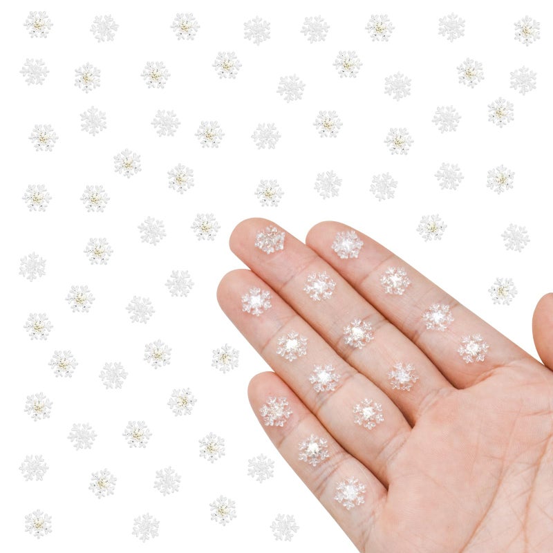 HOMICO 200 Pieces Mini Snowflakes for Craft Dollhouse Miniatures Transparent Tiny Snowflakes Tiny Christmas for Dollhouse Fairy Garden Micro Landscaping Decoration - Image 1